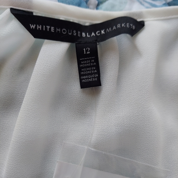 NWT White House Black Market Ivory Contrast Ruffle Blouse 12 Pearl Button Career - Picture 9 of 12